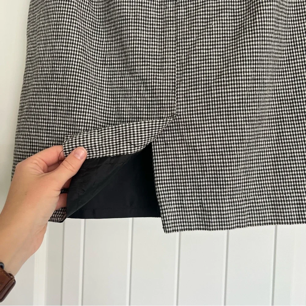 Vintage Linen Black and White Houndstooth Skirt